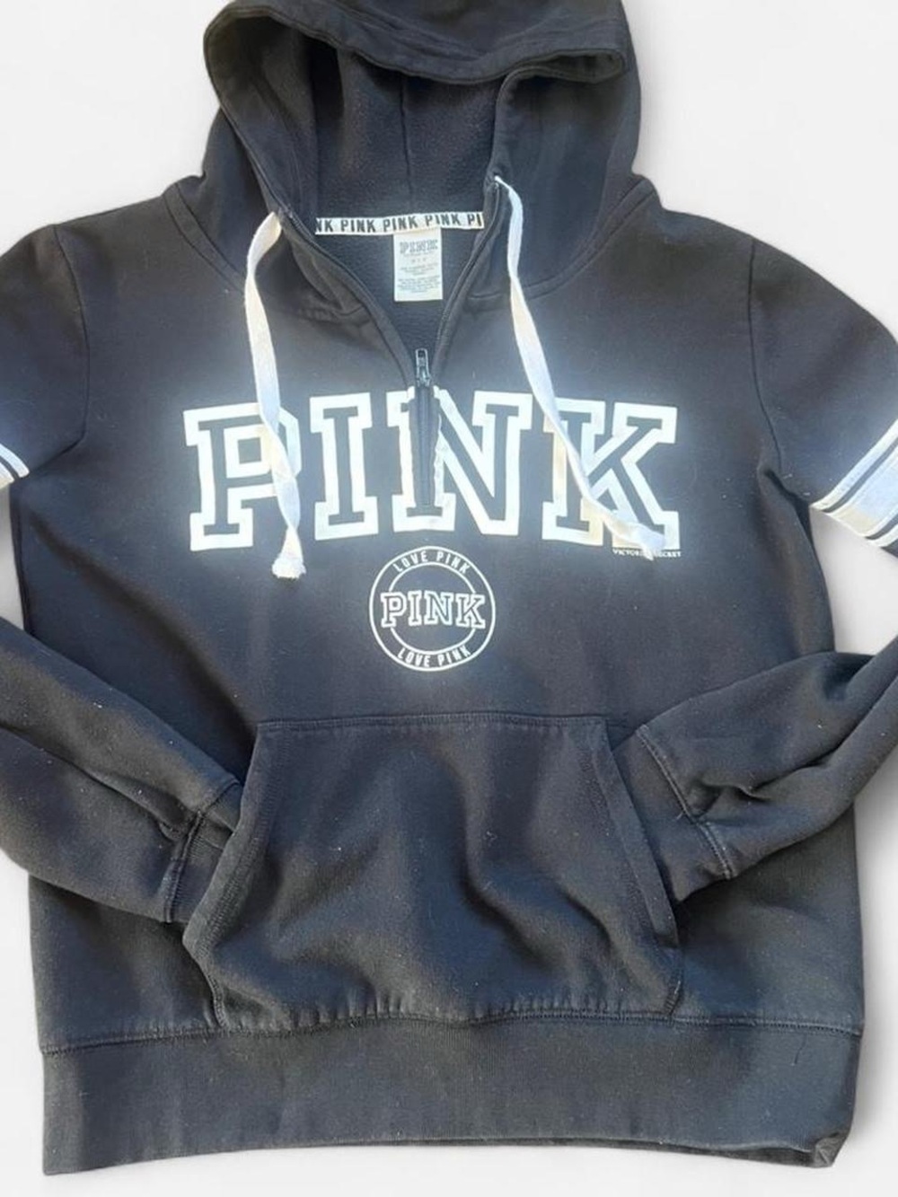 Y2K PINK Black Logo Pullover Hoodie